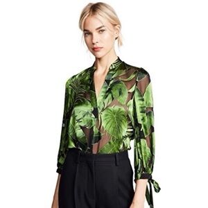 Alice + Olivia Sheila Blouson Sleeve Henley Top Palm